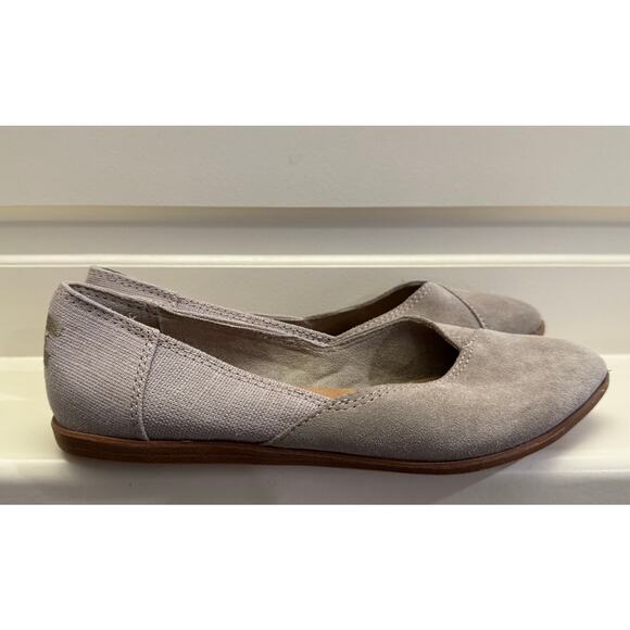 TOMS Women's Gray Jutti Suede/Canvas Ballet Flats Almond Toe Padded Insole 7 - Picture 4 of 9